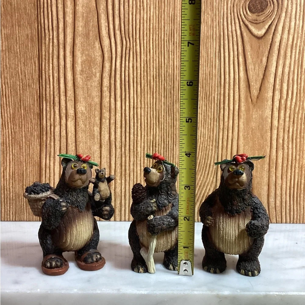 Christmas Brown Bear 3 piece set  Figurine 4”